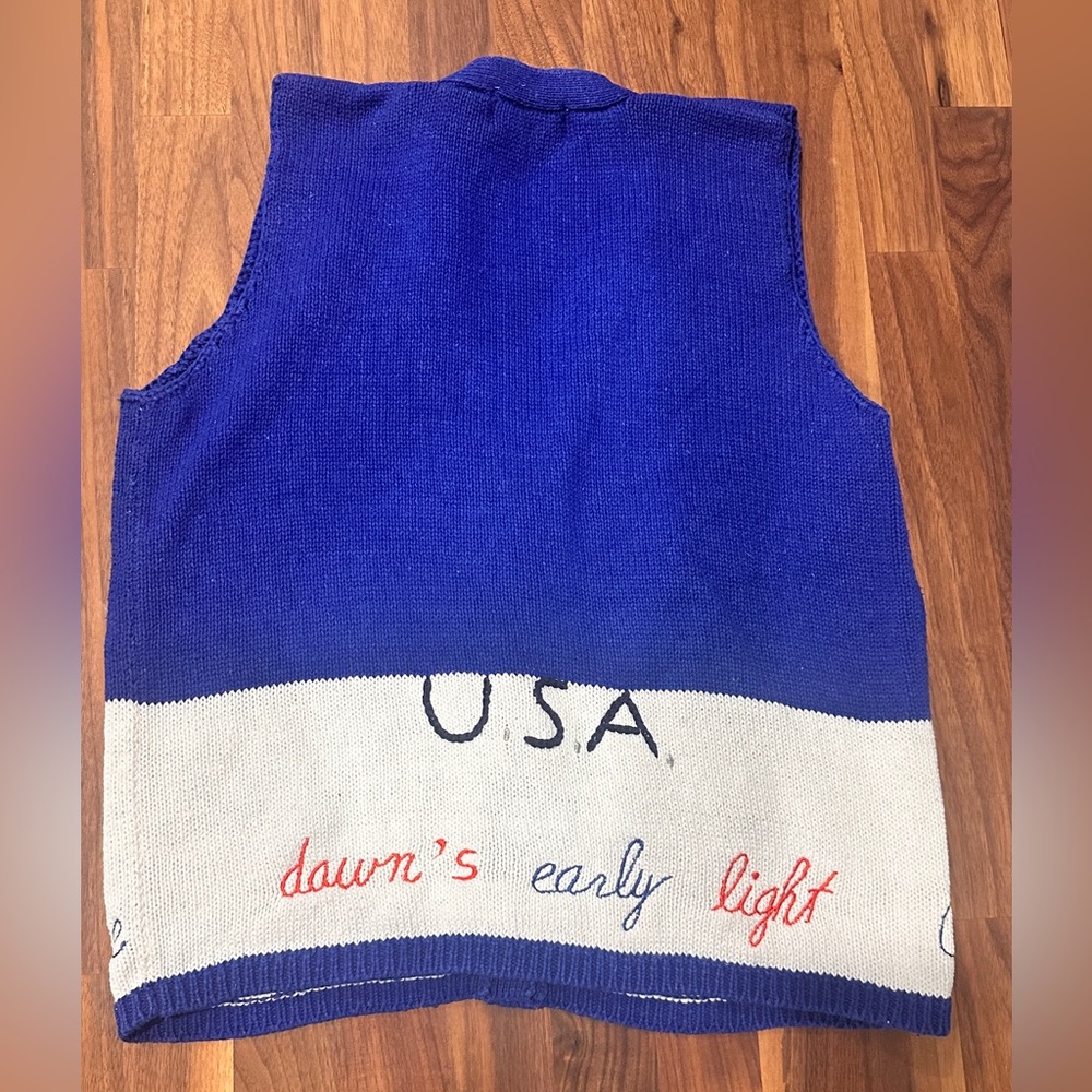 Patriotic Vintage Ugly Sweater Vest Size SP - Picture 3 of 6